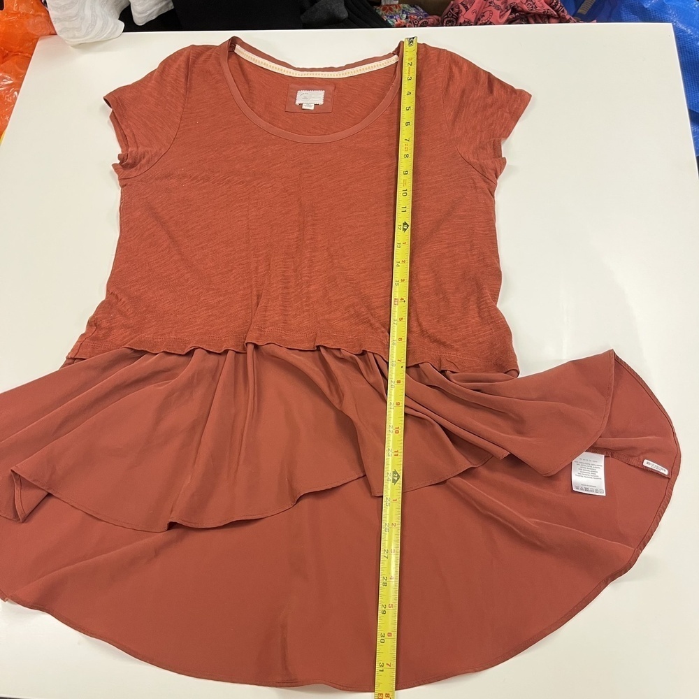 Anthropologie Postmark Top Womens Large Ruffle Peplum Boho Flowy Shirt Tee - Picture 3 of 12